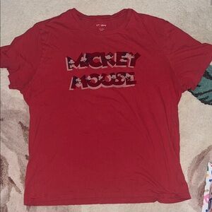 Gap x Disney Mens Red Graphic Mickey Mouse Tee